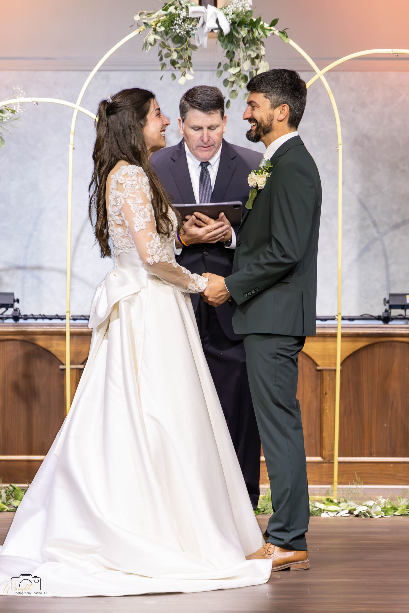 Ryan and Elizabeth just before their first kiss as husband and wife